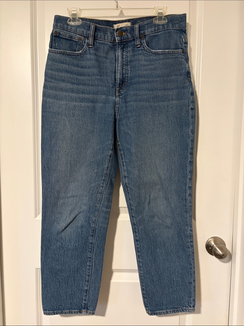Madewell High-Rise Straight Leg Jeans in Mid Blue